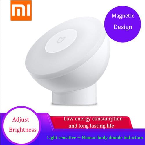 New Xiaomi Mijia Led Induction Night Light 2 360 Rotating Adjustable Brightness Infrared Smart Motion Sensor With Magnetic Base