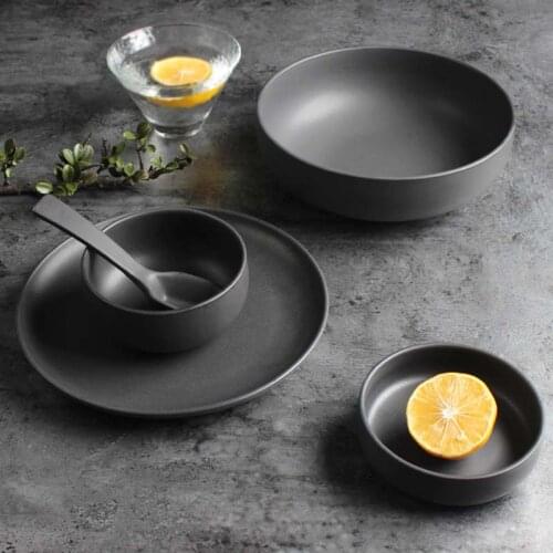 Japanese retro dishes and tableware ceramic household set rice bowl single creative personality large bowl of soup noodle bowl c