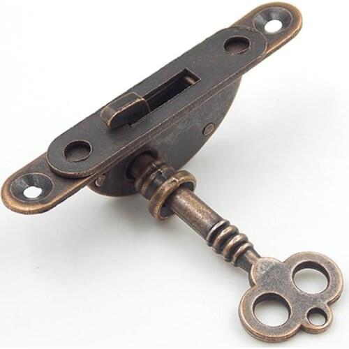 Durable Portable Vintage Antique Style Iron Lock + Cupboard Cabinet For Drawer Wardrobe Key Door Q9B7