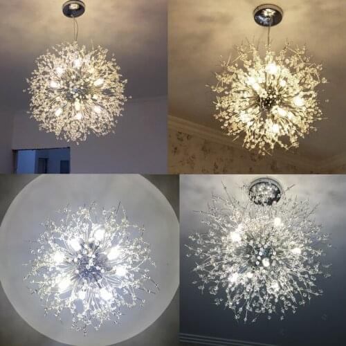 Nordic style simple living room spherical crystal restaurant chandelier creative led art warm bedroom bar lamps LED lighting led