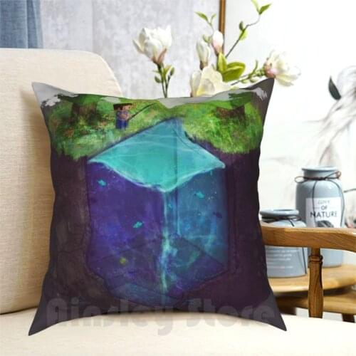 Fishing For Blocks Pillow Case Printed Home Soft Throw Pillow Games Mojang