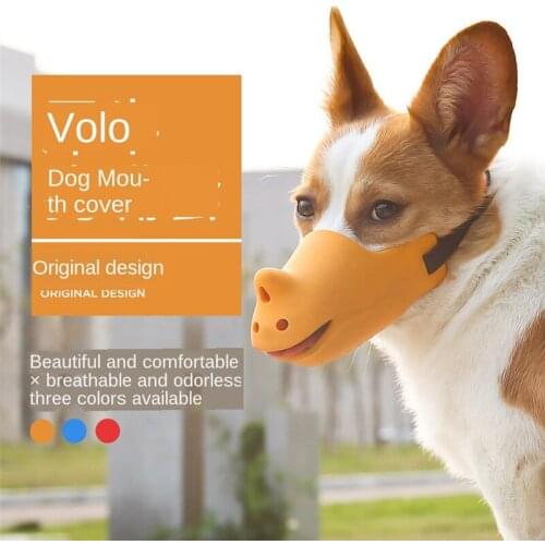 Silicone Dog Muzzle Silicone Basket Dogs Safety Cute Mouth Covers Adjustable Rubber Dog Muzzle Stop Biting Pet Training Supplies