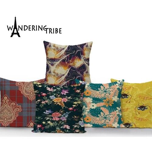 Tropical Vintage Decorative Throw Pillow Cover Flowers Cushion Covers Square Floral Pillow Case for Living Room Sofa Couch Cases