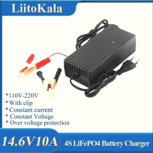 Output 14.6V 10A For 12V 10A Lifepo4 Battery Charger with EU US Plug Clips Charge DC Adapter Input 100-240V Clip head