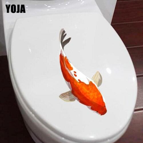 YOJA 12.2*22.9CM Cheerful Fish Toilet Wall Sticker Decal Funny Cartoon Home Decoration T3-0794