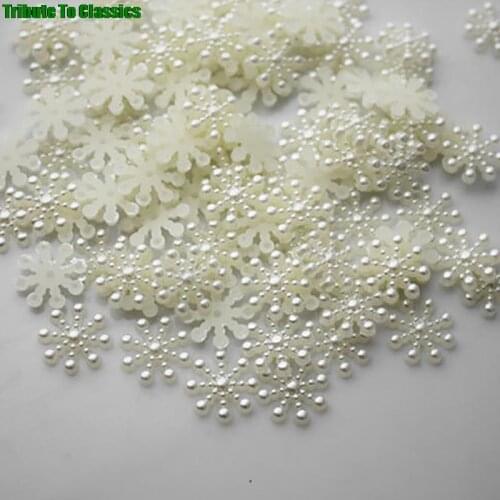 100Pcs Snowflake Flatback Pearl Embellishments Craft Cardmaking qtys Embellishment Christmas Wedding Decoration