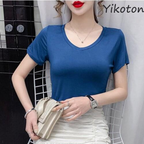 2021 New Summer Clothes For Women Basic T-Shirt Female Short Sleeve T-shirts Casual Clothing Women Plus Size Tops Korean Fashion