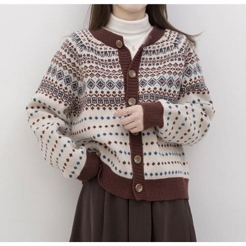 Ladies Cardigans Long Sleeve Knitted Retro Sweater Women Sweaters Female Jumpers Cardigan Jacket with Buttons