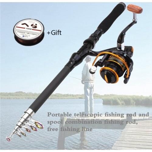 1.8m 2.1m 2.4m 2.7m 3.0m carbon Spinning Rod and Fishing Reel Set carp rod Travel Portable Fishing Tackle Gift line fishing fish
