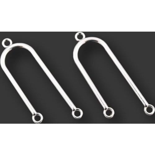 15pcs Silver Plated * U * Connectors Retro Earring Bracelet Metal Accessories DIY Charms Jewelry Crafts Making 41*14mm A2087