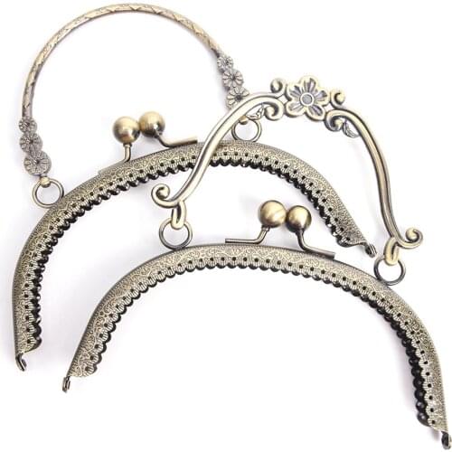2 Sizes Fashion 16.5cm Metal Handbag Handle Frame Kiss Clasp Lock Handle Arch For DIY Purse Bag Fashion Handle DIY Craft