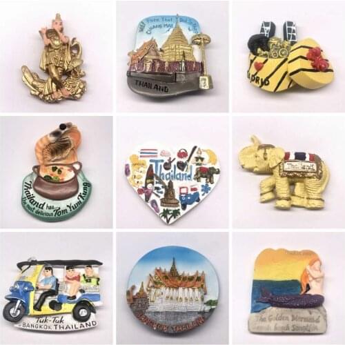 3d Resin Fridge Magnets Thailand Tourist Souvenir Chiang Mai Elephant Phuket Pattaya Samui Tuk-Tuk Bangkok Refrigerator Paste
