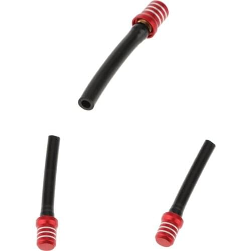 3x CNC One Way Gas Fuel Petrol Tank Cap Breather Hose Tube Universal Fit for Motocross Quad Dirt Bike ATV Buggy - Red