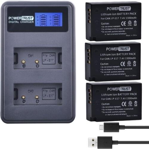 3X LP-E17 LPE17 LP E17 Batteries + LCD USB Dual Charger for Canon EOS M3 M5 M6 Rebel T6i T6s T7i 750D 760D 800D 8000D Kiss X8i