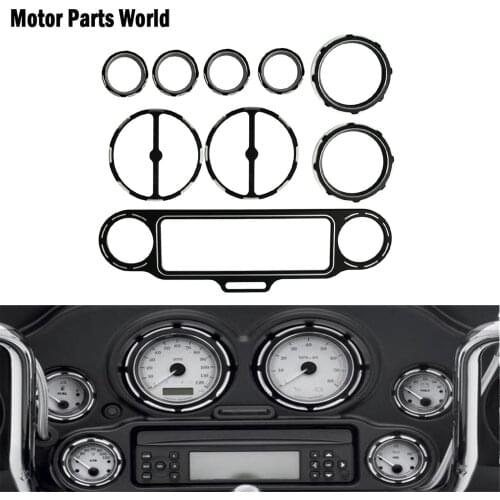 Motorcycle Instrument Stereo Accent+Speedometer+Speaker Trim Ring For Harley Touring Road Glide Street Glide FLHX 1996-2012 2013