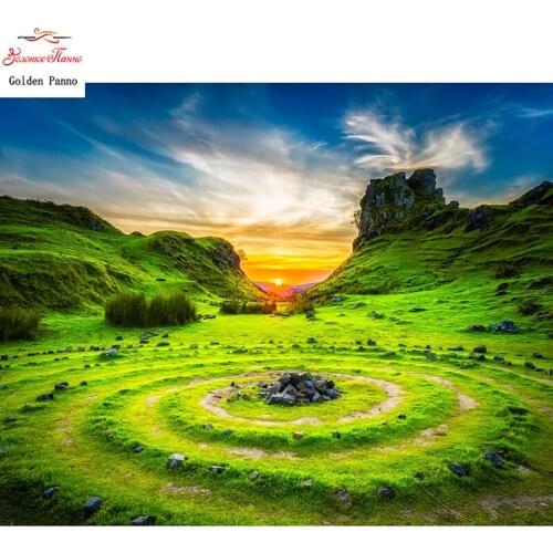 5D DIY full square diamond landscape diamond cross stitch mosaic rhinestones green sunshine painting wedding decor home