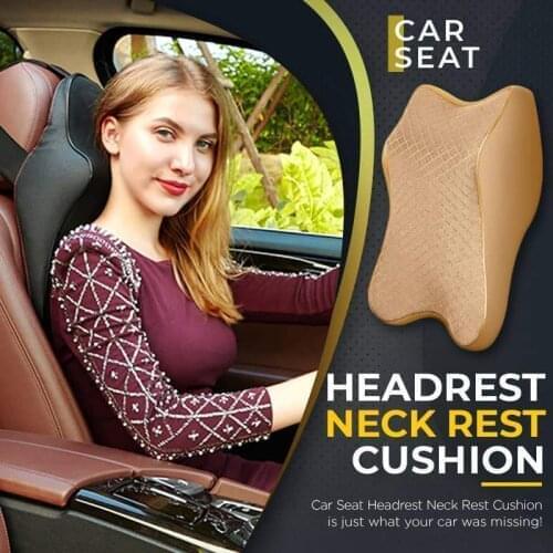 Car Neck Pillows 3D Memory Foam PU Leather Head Car Pillow Waist Rest Pillow Seat Back Rest Lumbar Cushion For Car Accessories