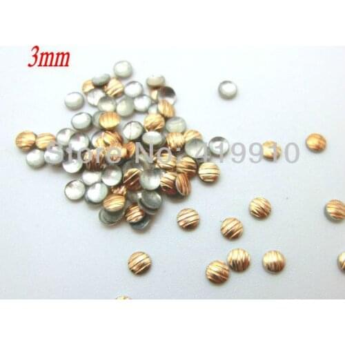Free Shipping 2000PCs Gold Plated Round Metal Nail Art Decoration Metallic Nail Studs Drop 3mm M01119