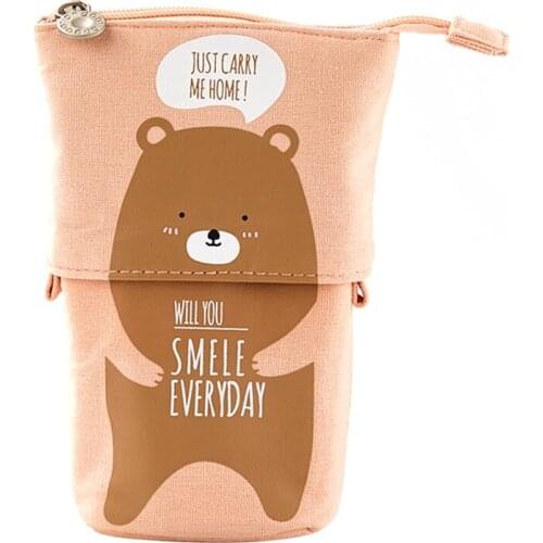 Stand Up Pencil Holder Pencil Case Pen Bag Cute Cartoon Stationery Organizer Cosmetics Pouch for Students