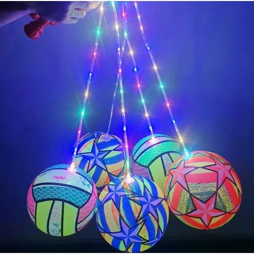 Kid Toy Luminous Flashing Sport Fitness Portable Inflatable Throwing Bouncy Ball Colorful Throwing Ball Toys Children Gift