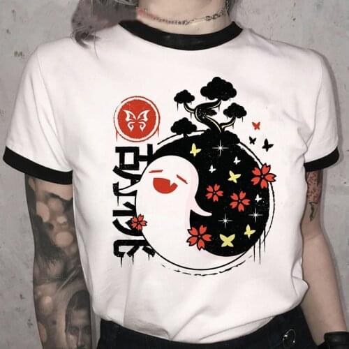 Genshin Impact Hu Tao T Shirt Unisex Kawaii Summer Tops Men/women Game Graphic Tees Harajuku Cartoon T-shirt Funny Keqing Male