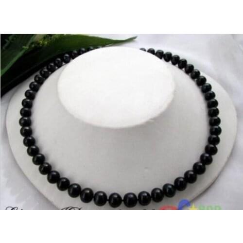 Hot sale new Style Singularly 17" 10mm round black FW pearl necklace