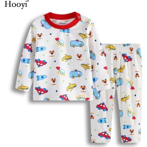 Hooyi Fashion Baby Boys Pajamas Clothes Set Newborn Jumpsuist Baby Sleepwear 100% Cotton Cartoon Planes Bebe Clothing Hot Sale