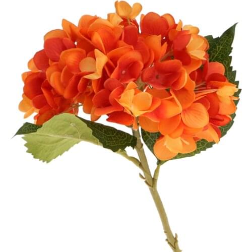 Artificial Silk Rose Hydrangea Flower Bouquet Home Floral Table Decor Orange