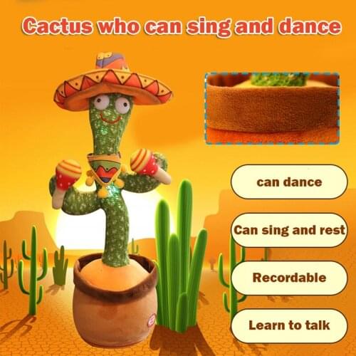 Cactus Shaking Head Dancing Car Ornament Battery Powered/USB Rechargeable Dashboard Decor Toy Gift for Kids can CSV