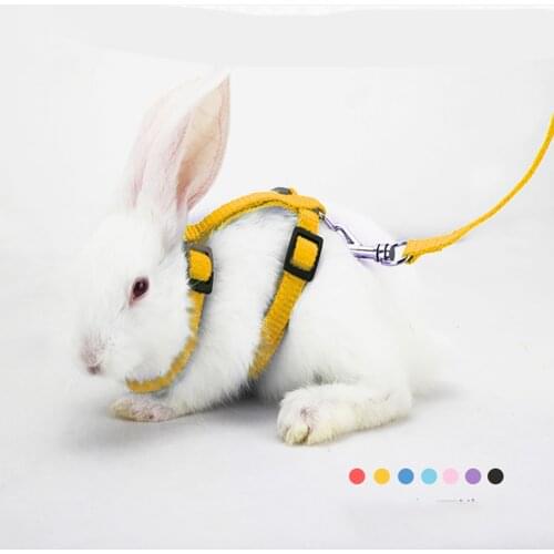 Small Pet Rabbit Harness Leash Soft Nylon Running/Walking Harness Leash with Safe Bell for Guinea Pigs Ferret Cat Rat Pet Pigs