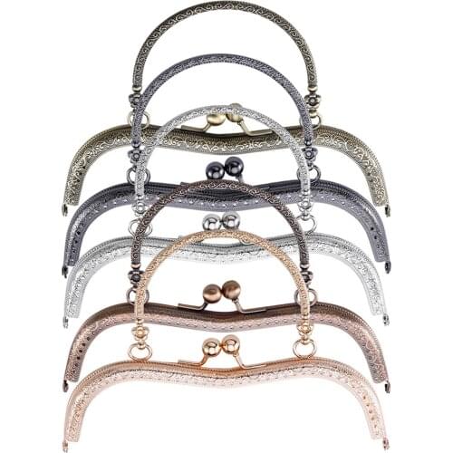 5PCS Metal Handbag Handle Frame Kiss Clasp Lock Handle Arch for DIY Purse Bag Fashion DIY Craft Supplies