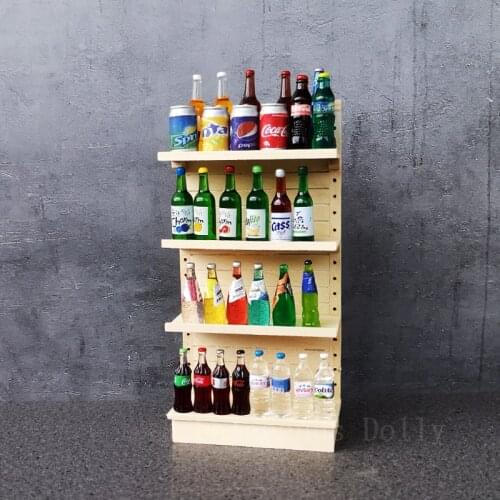 Dollhouse Miniatures Food Play with Wine Rack Drink Toy Model Dollhouse Supermarket Scene Decoration Accessories