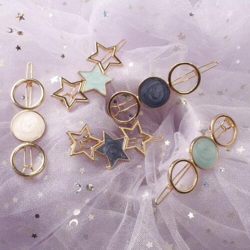 Fashion Women Acetate Round Star Alloy Hair Clip Headwear Hair Ornament Headband Hairpin Barrette Fashion Hair Accessories