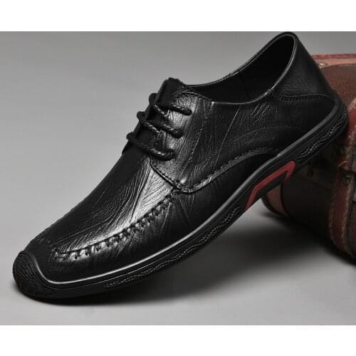 Men Oxfords Genuine Leather Dress Shoes Brogue Lace Up Mens Casual Shoes Luxury Brand Moccasins Loafers Business Shoes