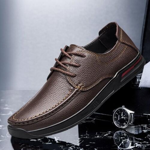 Men Shoes Genuine Leather Casual Boat Shoes Lace-up Tooling Male Comfortable Business Leisure Handmade Luxury Male Oxford Flats