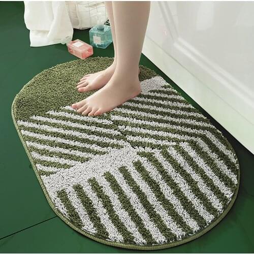Soft Water Absorption Bath Mats Toilet Floor Doorway Rug Thick Carpets Non-slip Bathroom Mats Flocking Bath Rug Ellipse Mats