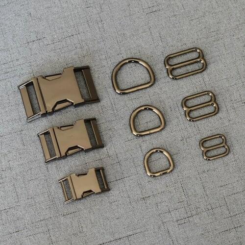 10 Sets 15mm 20mm 25mm Gun Black Slider D Ring Release Belt Buckle For Bag Pet Dog Collar Paracord Sewing Accessory Hardware