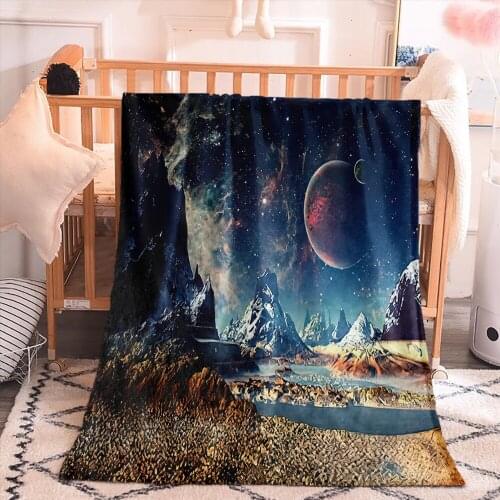 Customize 3D Print Galaxy Starry Sky Sofa Blanket Single Bedding Bedroom Living Room Outer Space Blanket Home Decoration
