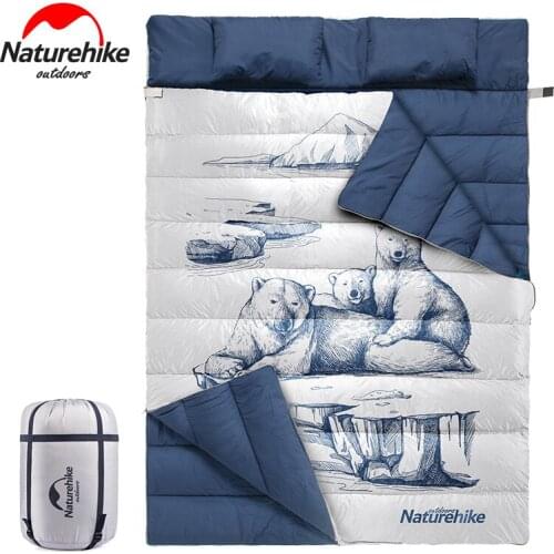 Naturehike Double Sleeping Bag Cotton Can Separate Two Single People Outdoor Camping Sleeping Bags with Pillow NH19S016-D