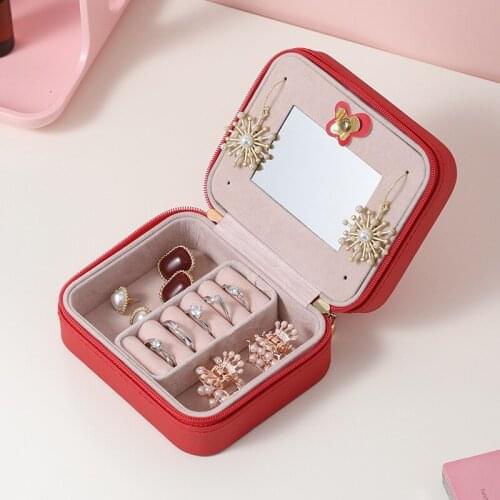 New Korean Creative Travel Portable Jewelry Box Leather Small Jewelry Bag Earrings Earrings Jewelry Storage Box Jewelry