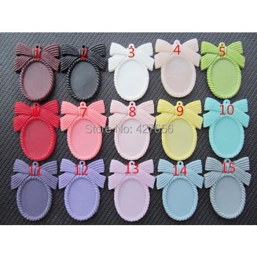 10pcs 15 Colors Oval Flatback Resin Bowknot/Bow tie Frame Charm,Filigree Border Base Setting Tray,for 18x25mm Cabochon/Cameo