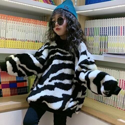 Baby Girls Clothes Winter Kids Sweater Boys new Leopard Plus velvet thickening Loose coat Childrens Clothing for 6 8 10 years