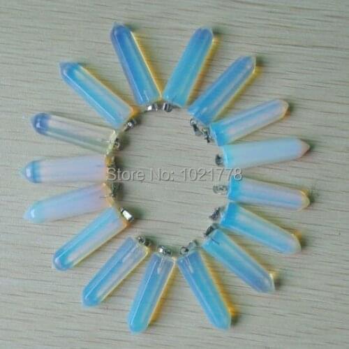 2016 Fashion hot sale Natural Stone opal Point Charms pillar pendants teardrop 32x10mm 24pcs/lot Wholesale Free shipping