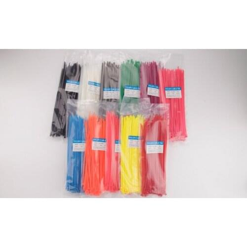 4*250mm 3.6mm width Color self locking nylon cable tie plastic bundle wire cable tie red yellow green 100PCS