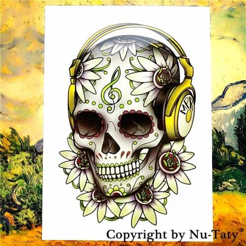 SHNAPIGN Fashion skull Temporary Tattoo Body Art Flash Tattoo Stickers 21*15cm Waterproof Car Styling Home Decor Wall Sticker