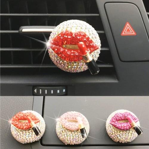 Cute red lips and lipstick styling Car perfume Ornament Exquisite diamond car air freshener Perfume clip 3 styles are available