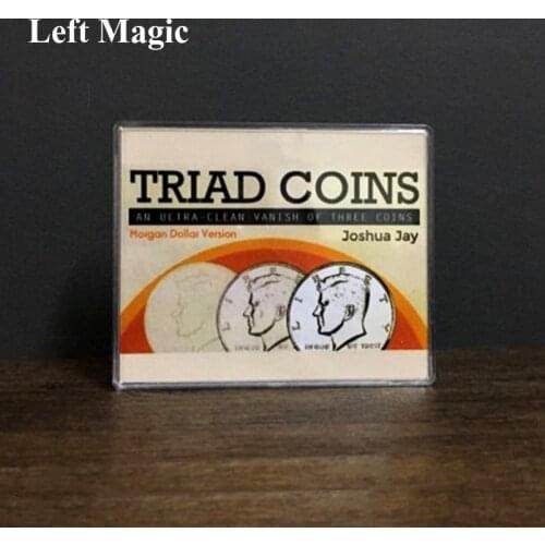Triad Coins (Morgan Gimmick) Magic Tricks Produce Vanish Change Three Coin Magia Close Up Illusions Gimmick Props Mentalism Fun