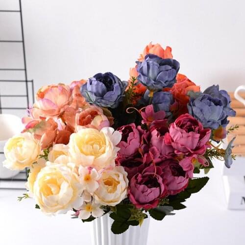 Decoration flower silk peony 7heads artificial peony flower wedding home decoration office hotel dining table supplies