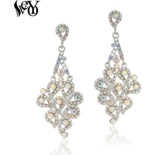 VEYO Vintage Hollow Rhinestones Drop Earrings Party Dangle Earring for Women Fashion Jewelry Gift