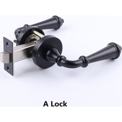 Top quality copper American vintage style indoor wooden door single tongue lock black antique beathroom door lock without key
